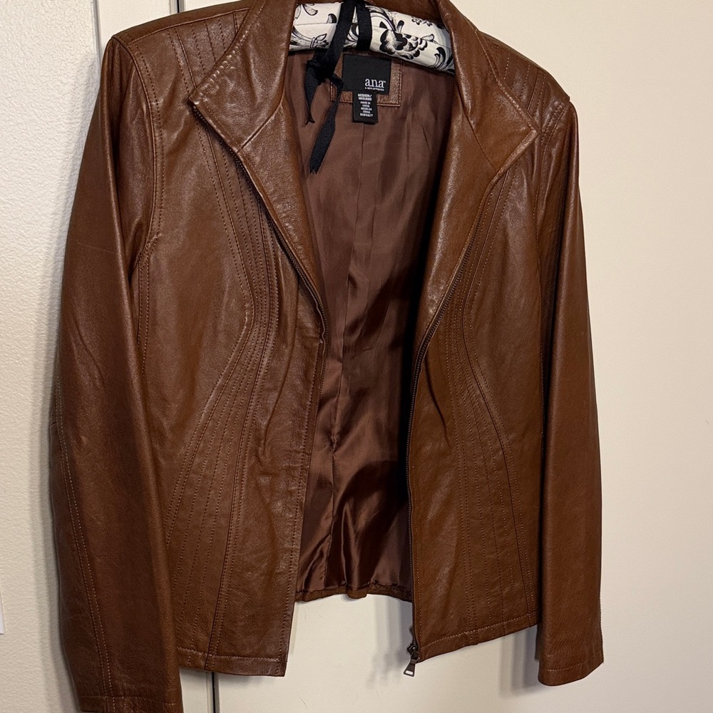 a.n.a Women's Rich Brown Leather Jacket